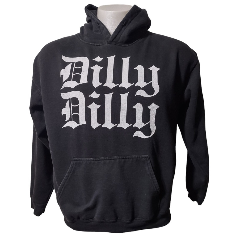 Brisco Heavy Weight Large Men's Hoodie Pullover‎ Fleece Dilly Dilly Pocket Black - Picture 9 of 9